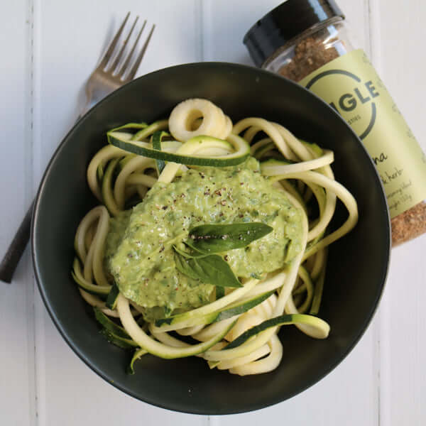 Green Goddess Spaghetti and Meatballs