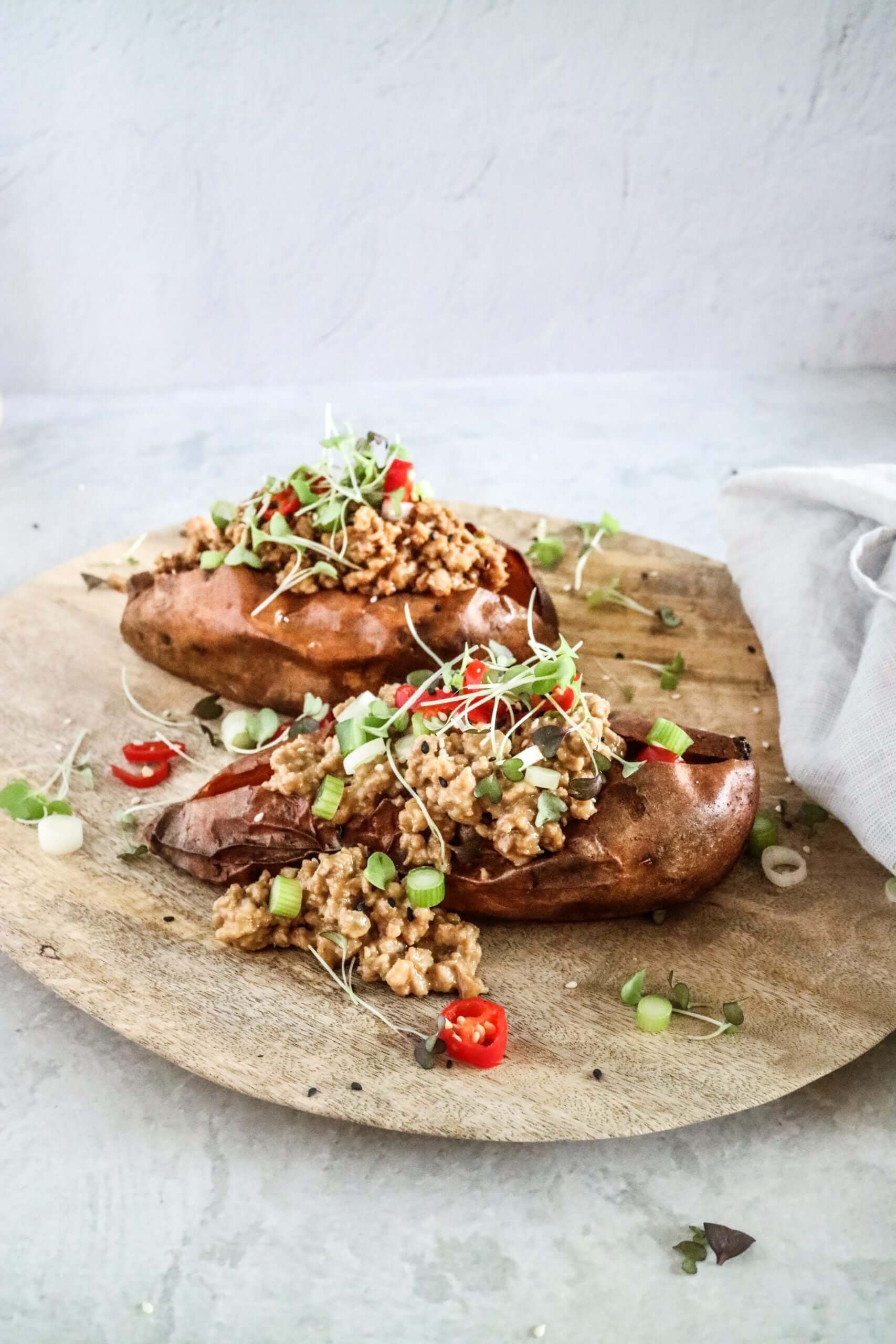 Jacket Potatoes with Chicken Satay 2 Ways