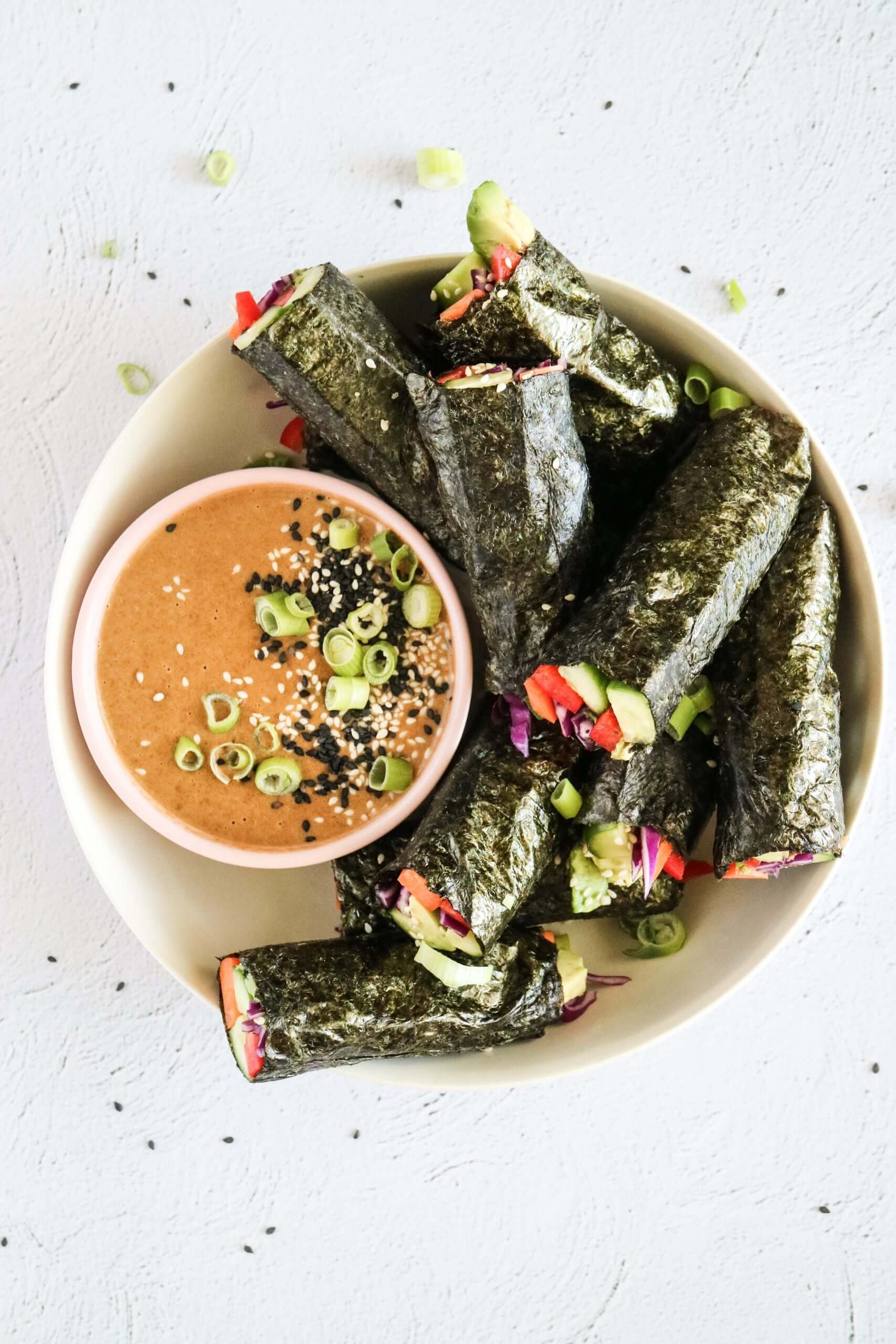Nori Rolls with a Japanese Tahini Sauce