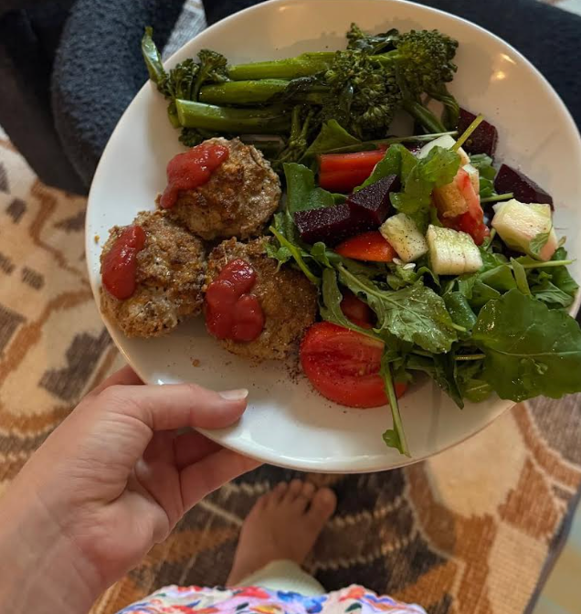 Easy gluten-free mini meatloaves with hidden veggies, baked in a muffin tin and served with a salad